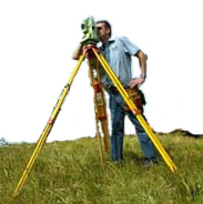 Surveyor using surveying equipment