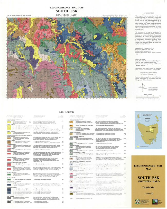 Soil map of Tasmania